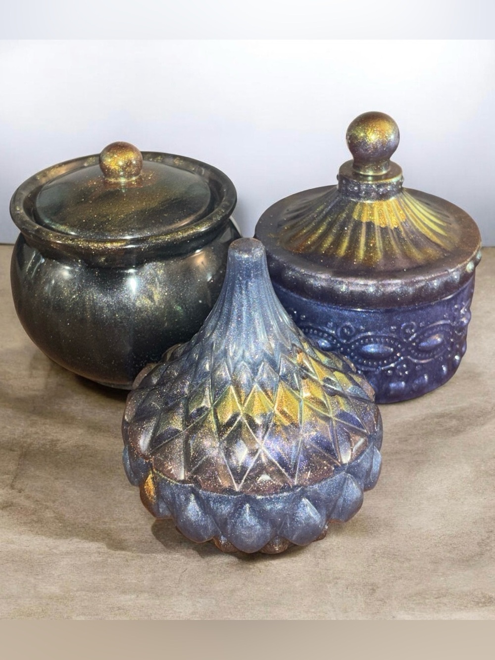 JAI’S DESIGNS Handcrafted Doodad Pots with lid- Set of 3